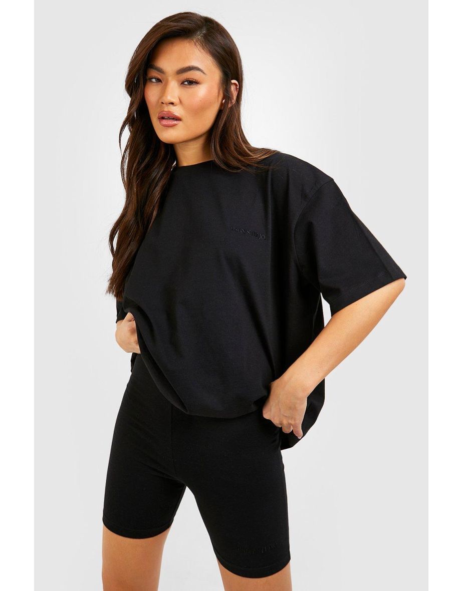 Oversized T-shirt And Cycling Short Set - black - 3