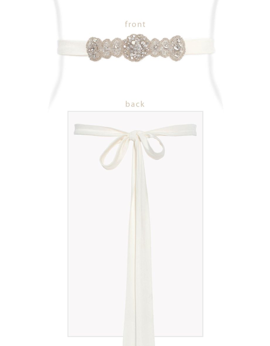 Aurelia Vintage Bridal Sash Faux Ivory Silk
