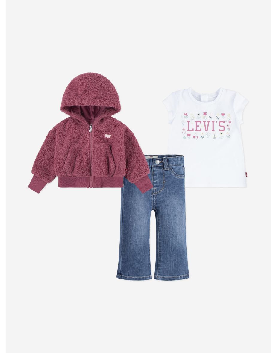 Levi's Baby Girls 3 Piece Jeans Set in Red
