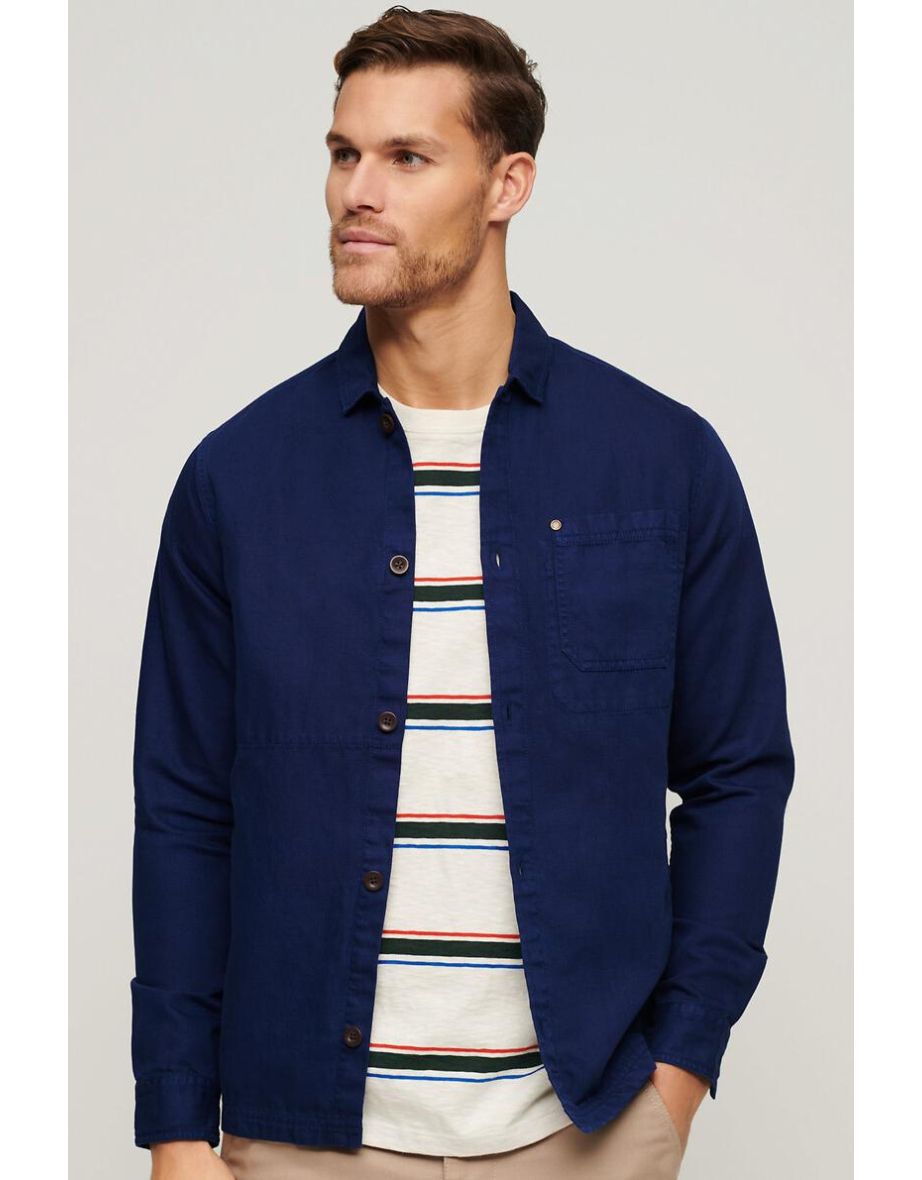 Superdry Blue Cotton/Linen Shacket