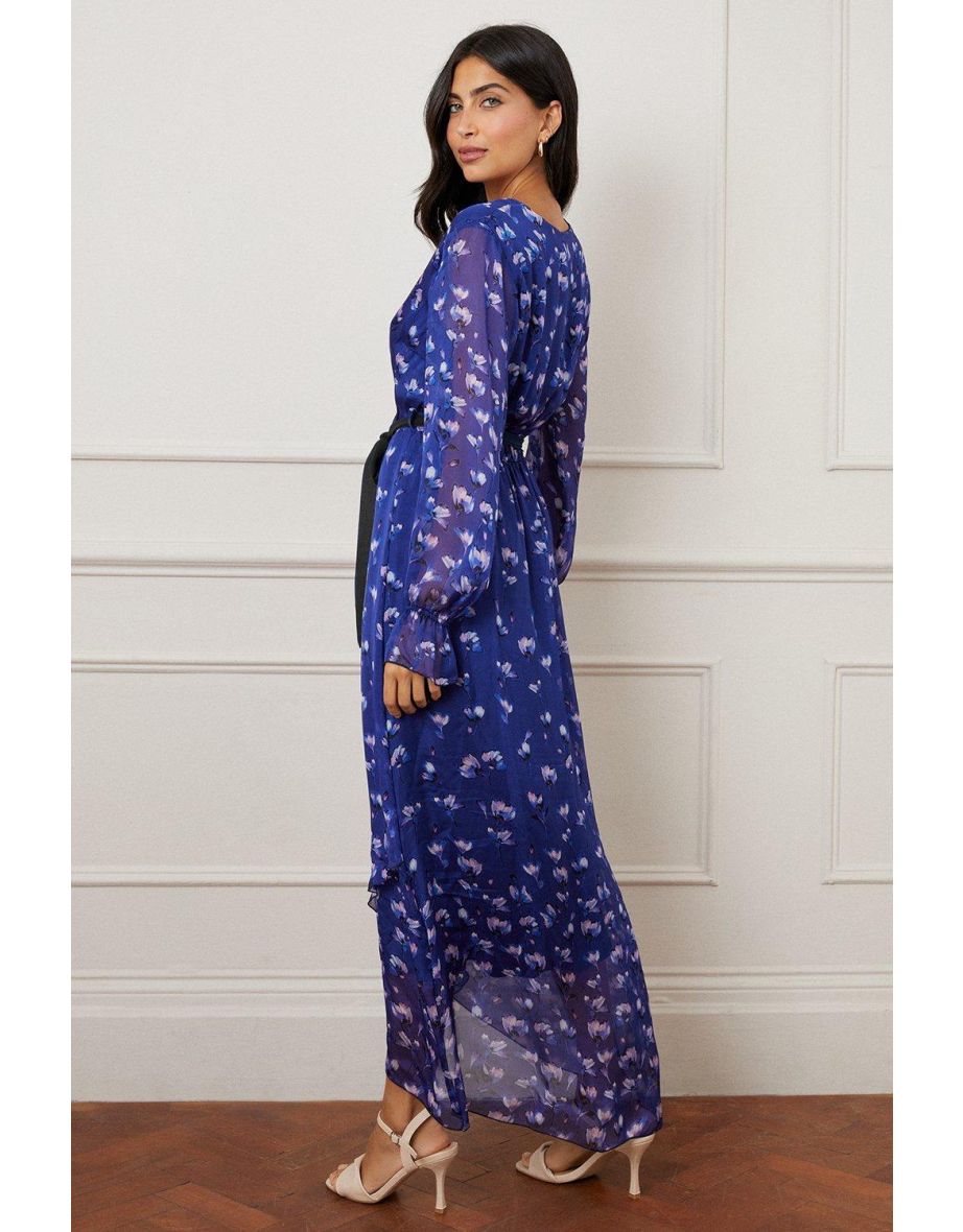 Tall Silk Mix Floral Wrap Dress - 2