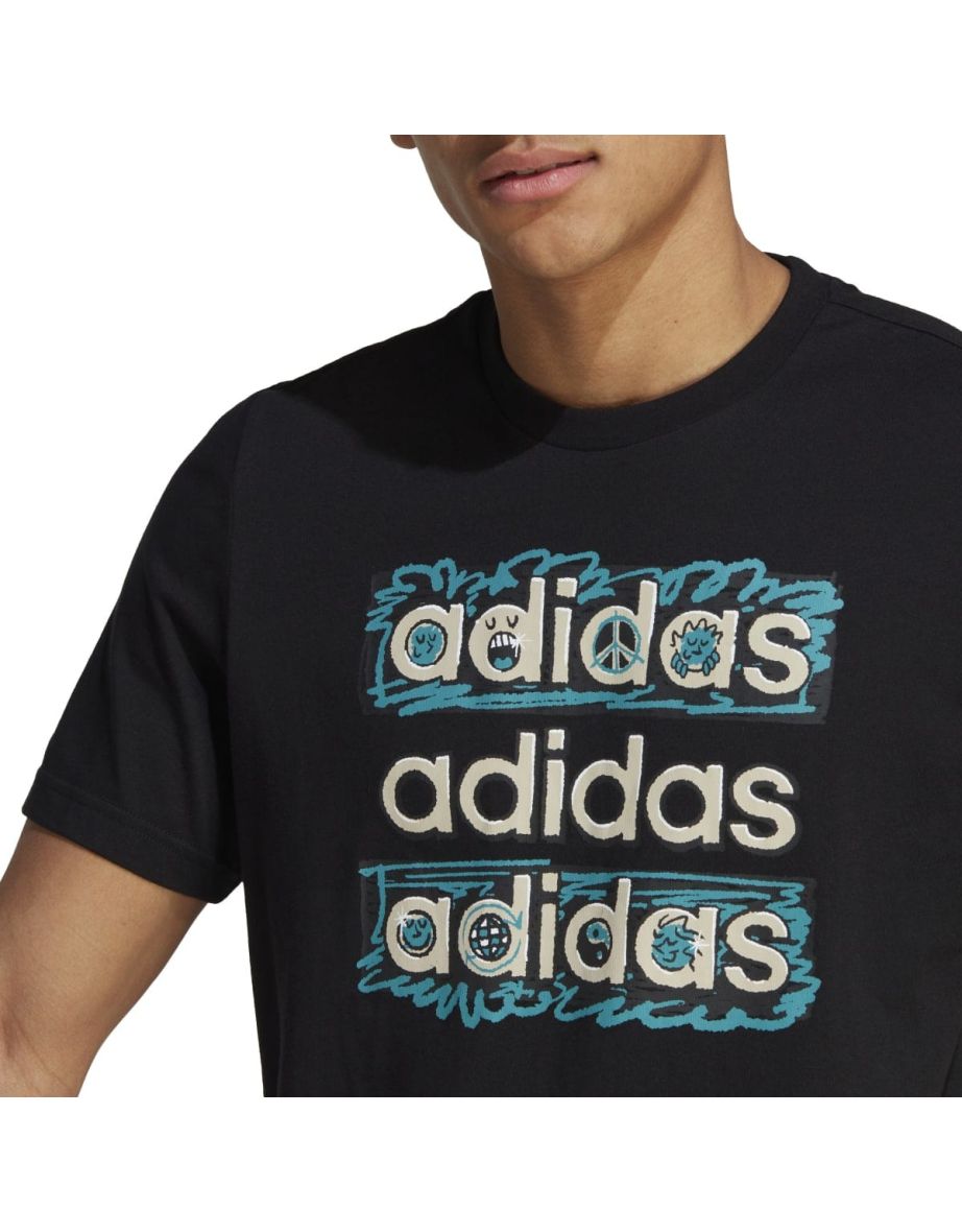 Men's adidas Dream Doodle Multi T-Shirt in Black - 7