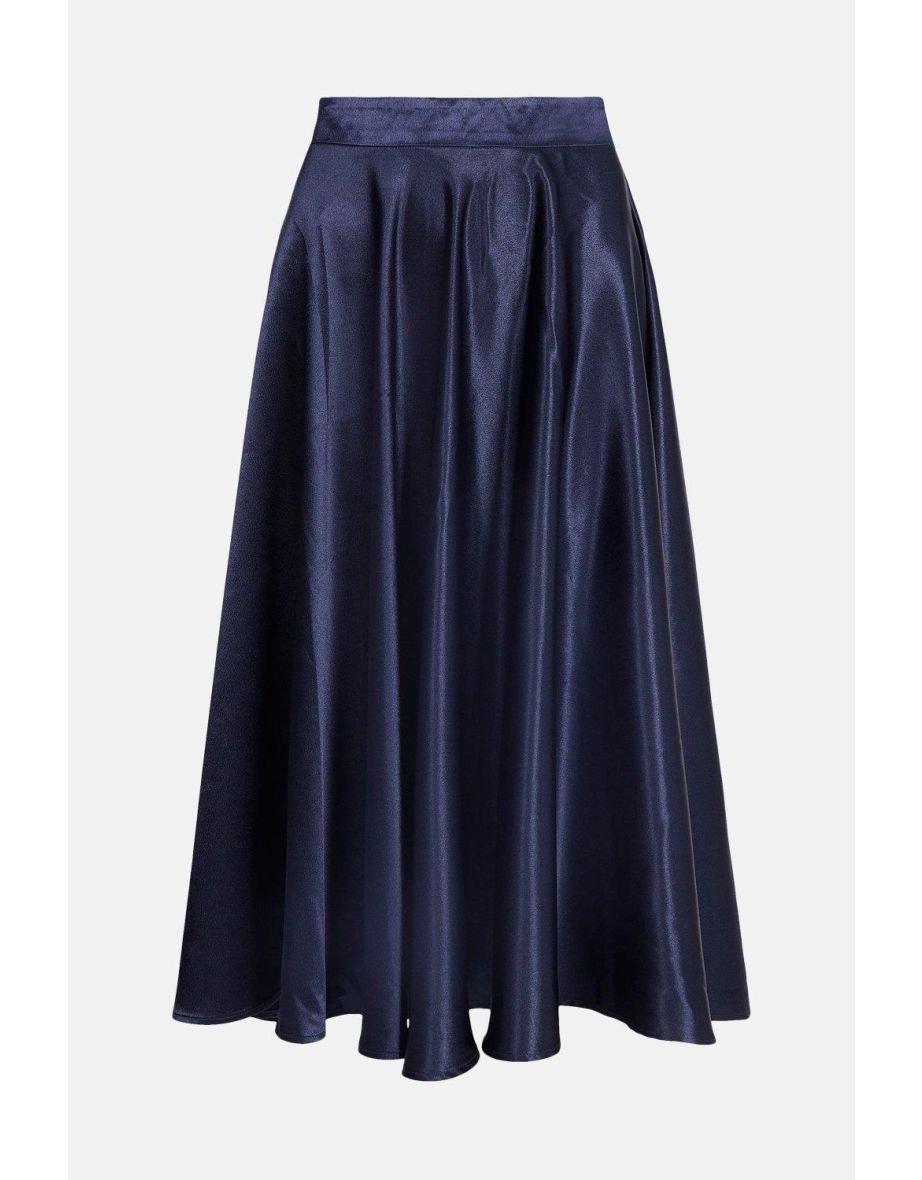 Structured Satin Midi Skirt - 3