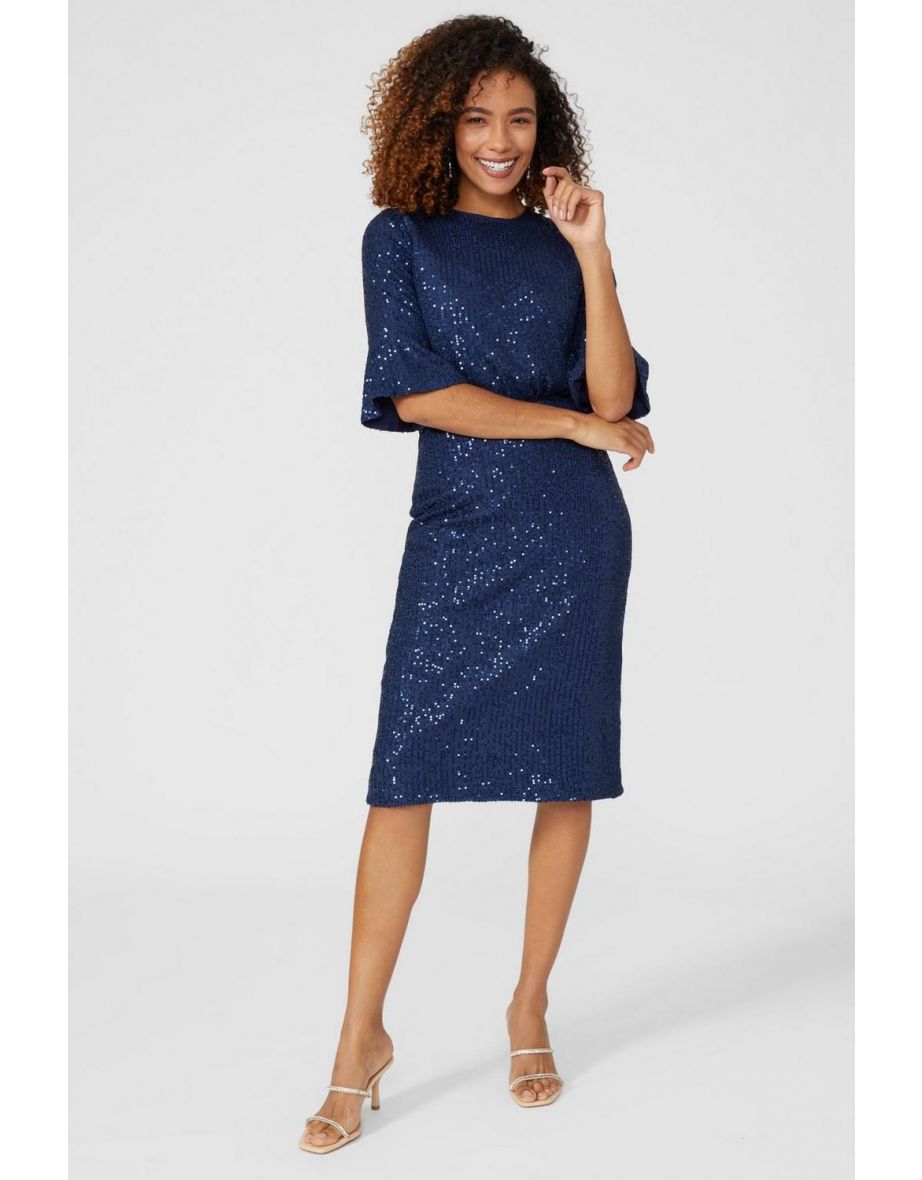 Navy sequin hotsell pencil skirt