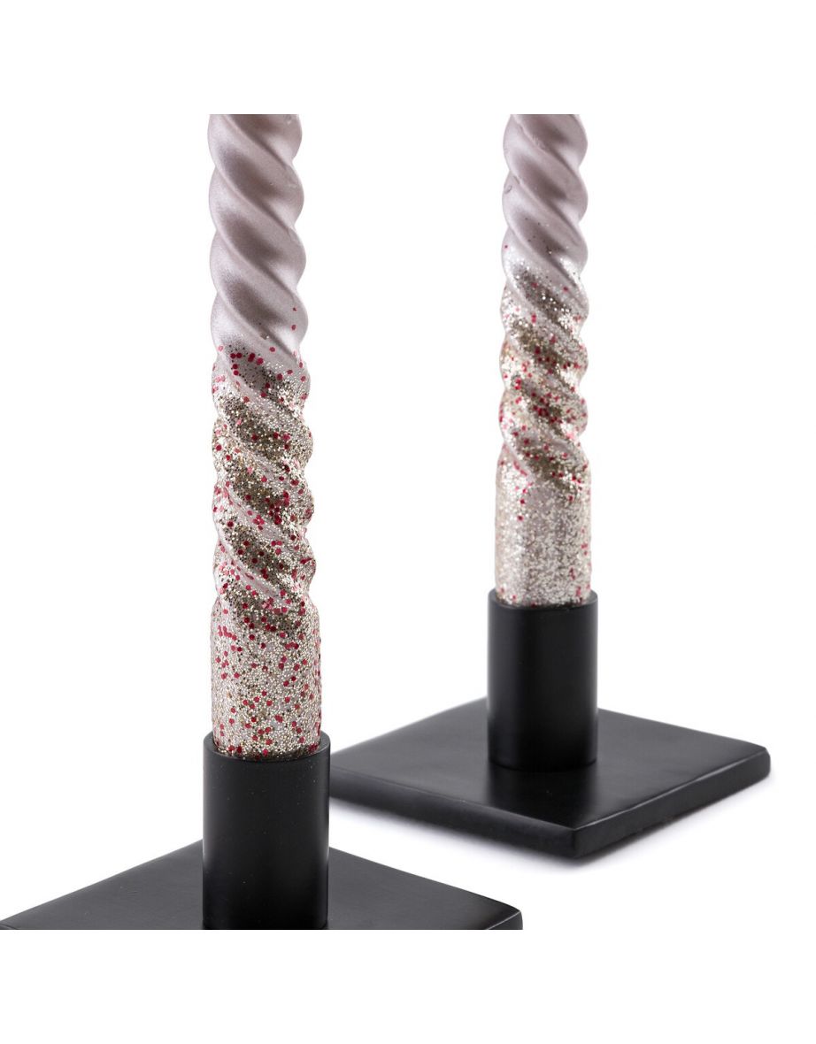 Set of 2 Caspar Glitter Twist Candles - 3