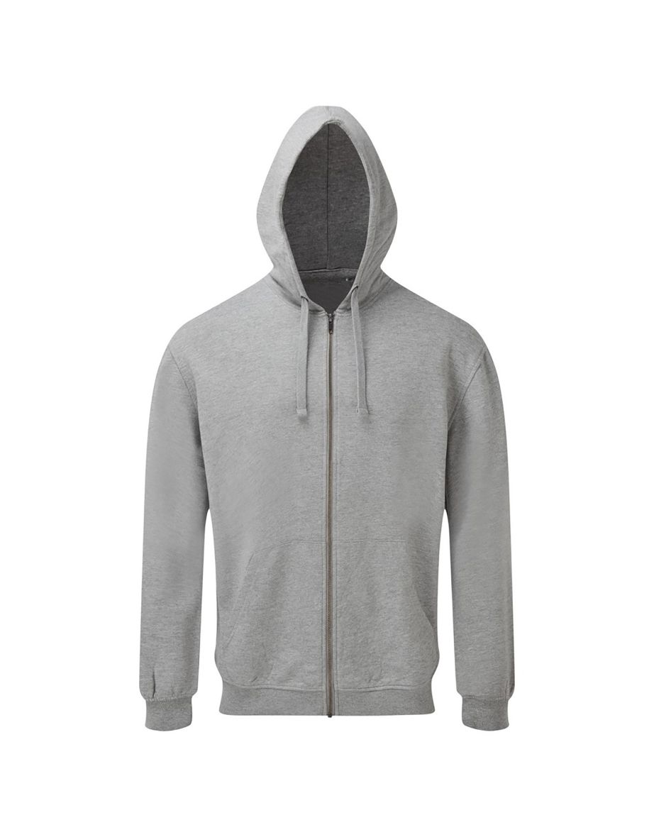 Asquith & Fox Mens Coastal Vintage Wash Loop Back Zip Through Hoodie - Heather Grey