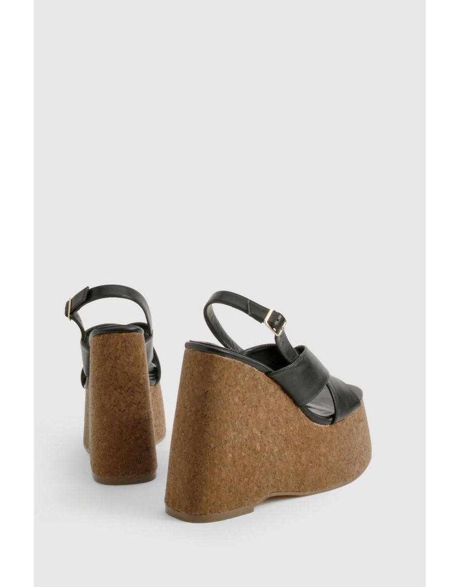 Crossover Cork Detail Platform Wedges - black - 3
