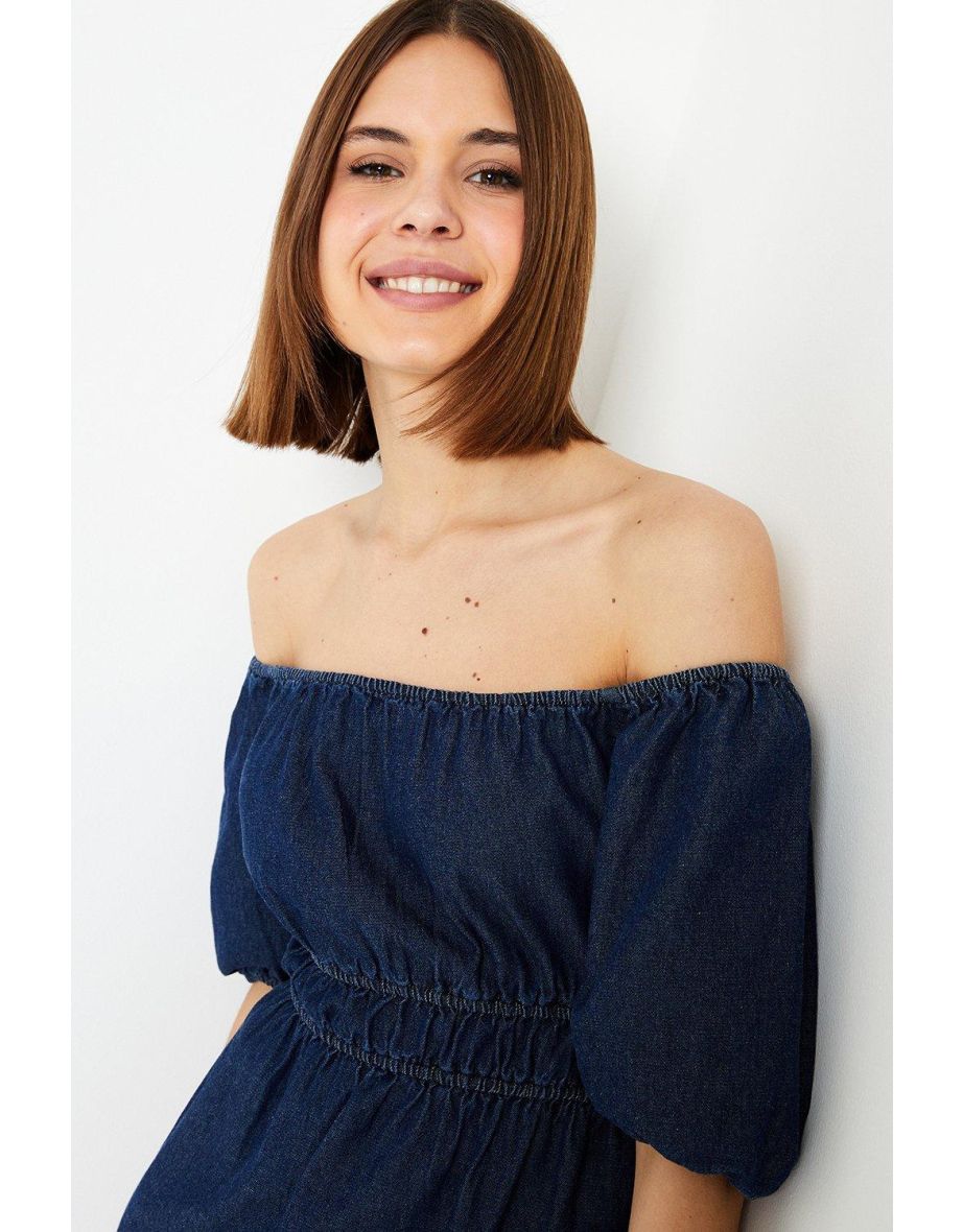 Denim Bardot Dress - 3
