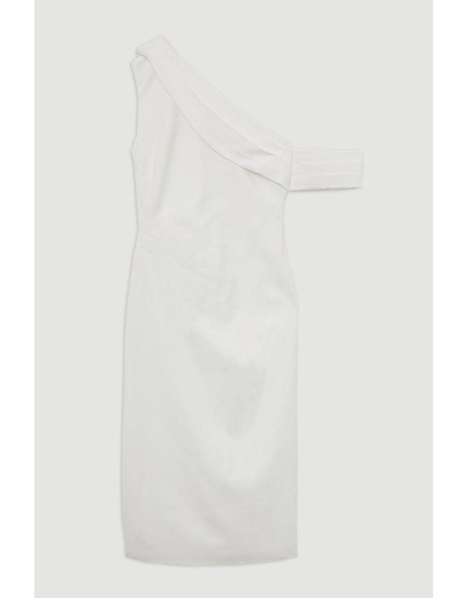 Compact Stretch Viscose Asymmetric Tailored Pencil Dress - 3