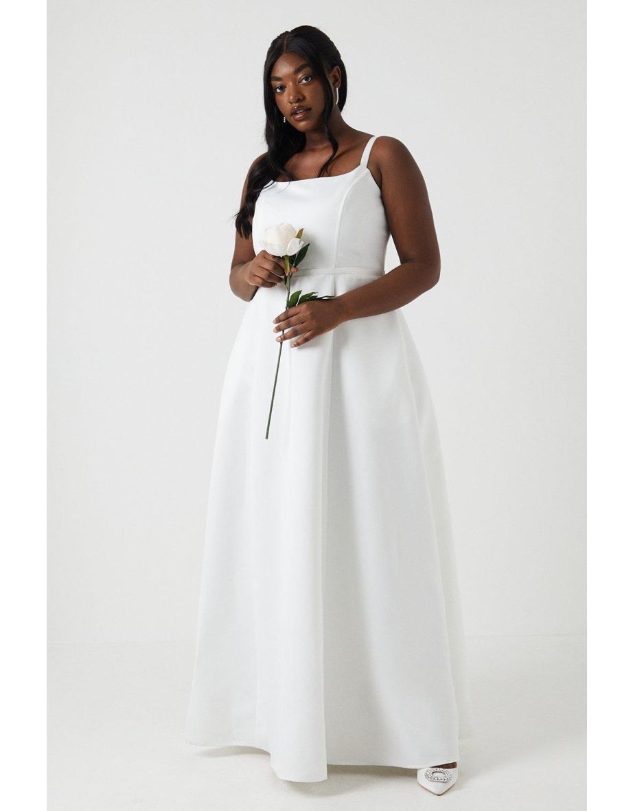 Plus Size Structured Satin Full Skirt Wedding Dress