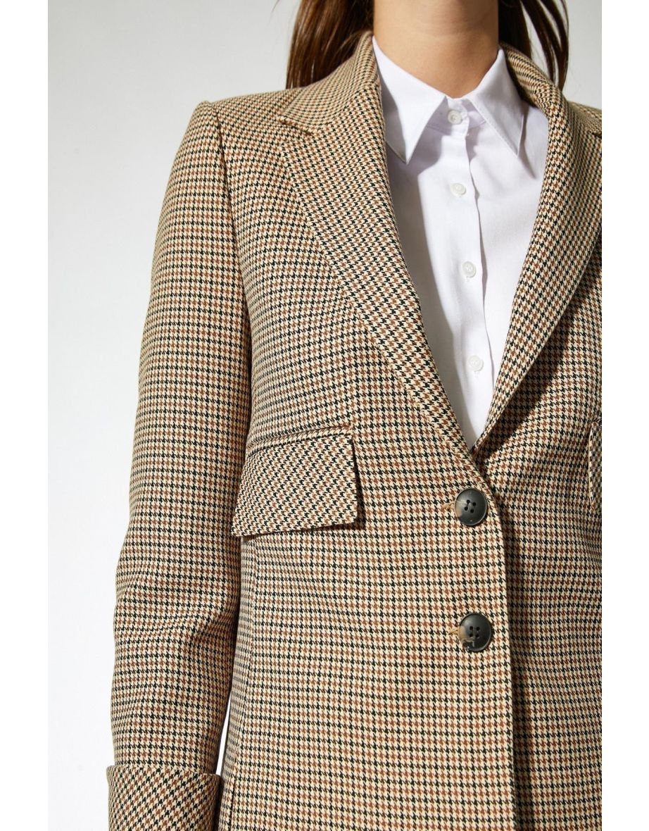 Women's Brown Plaid Jacket - 5