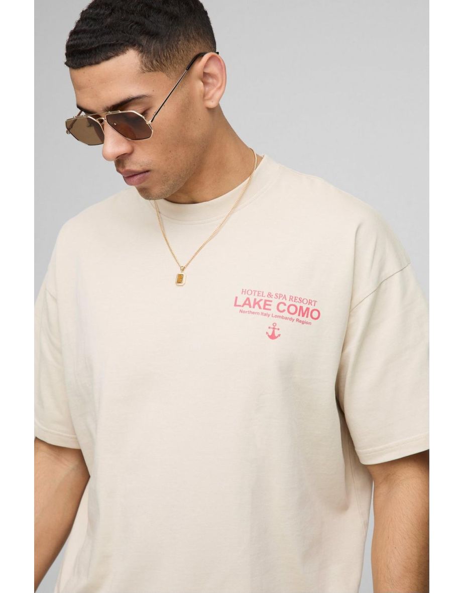 Oversized Lake Como Text Graphic T-Shirt