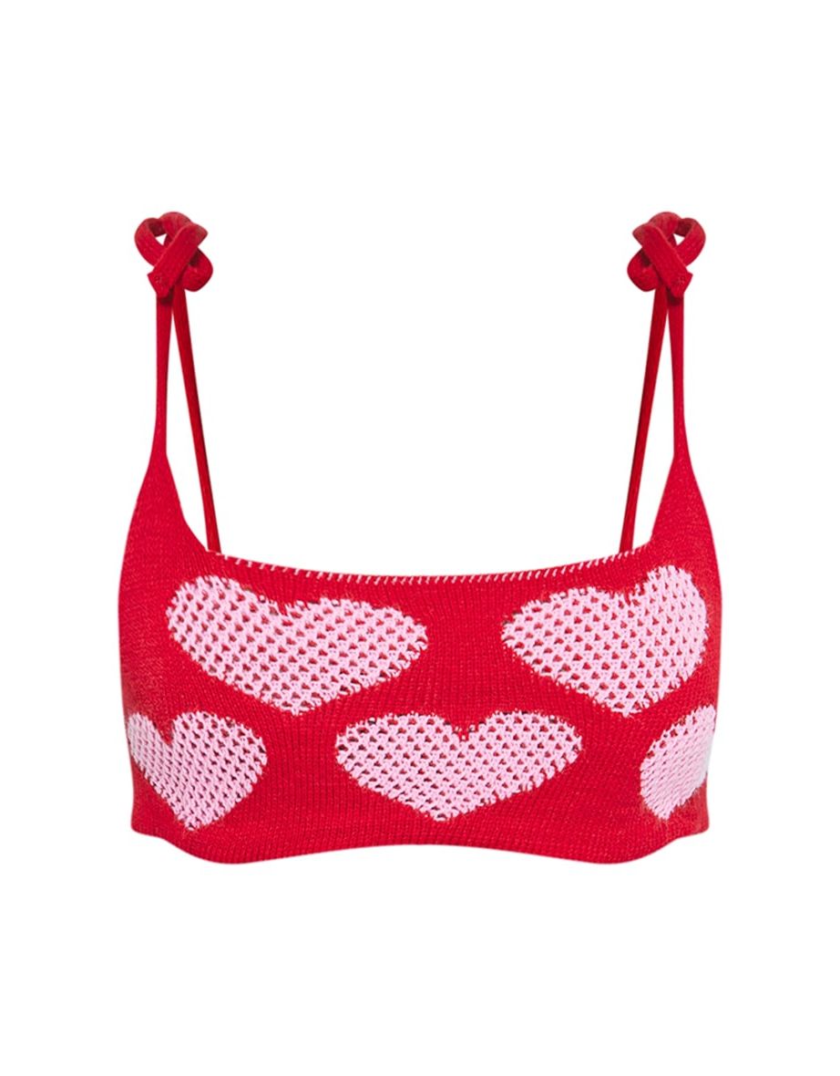 Red Heart Knitted Crop Top - 4