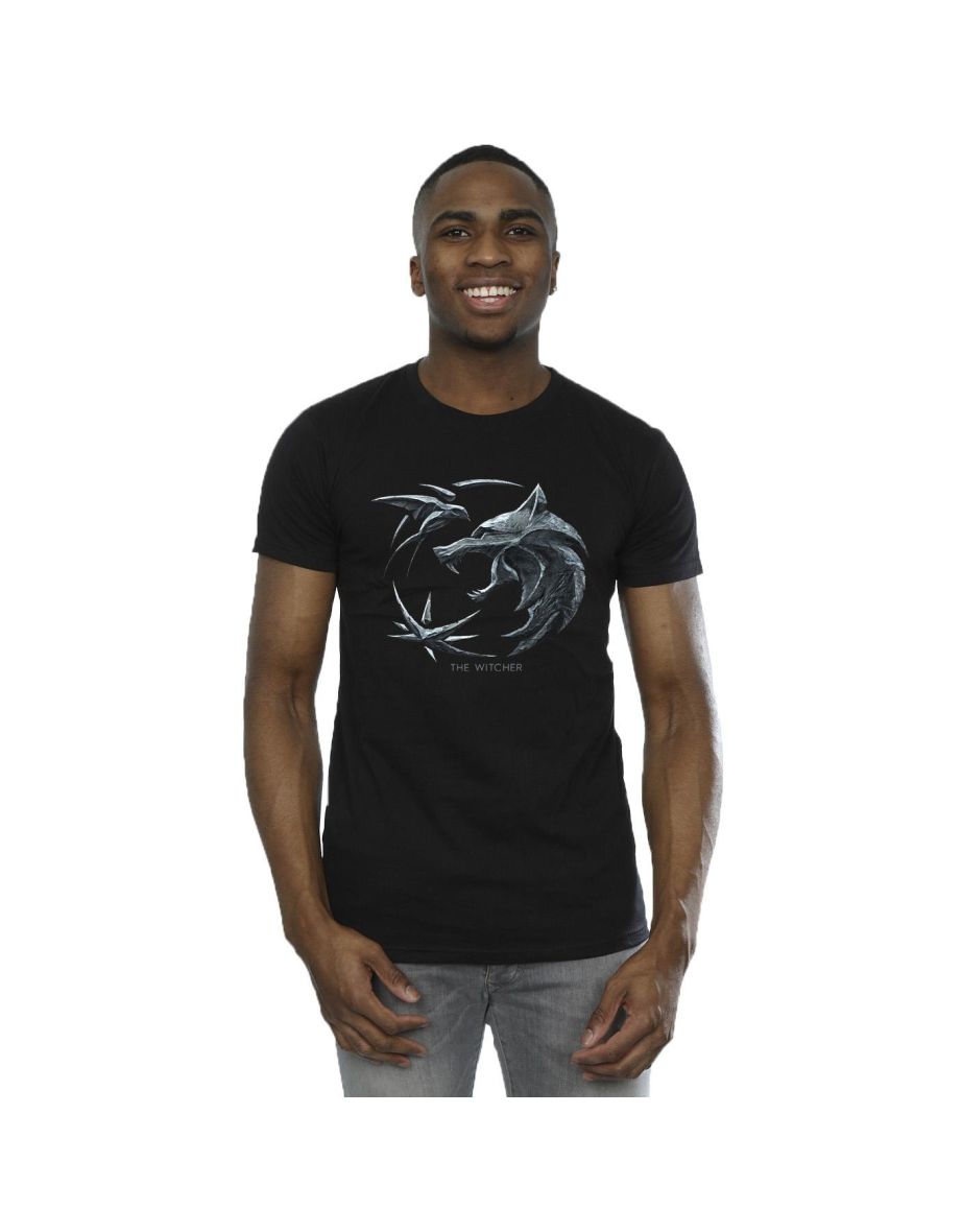 Netflix Mens The Witcher Wolf Logo T-Shirt - Black