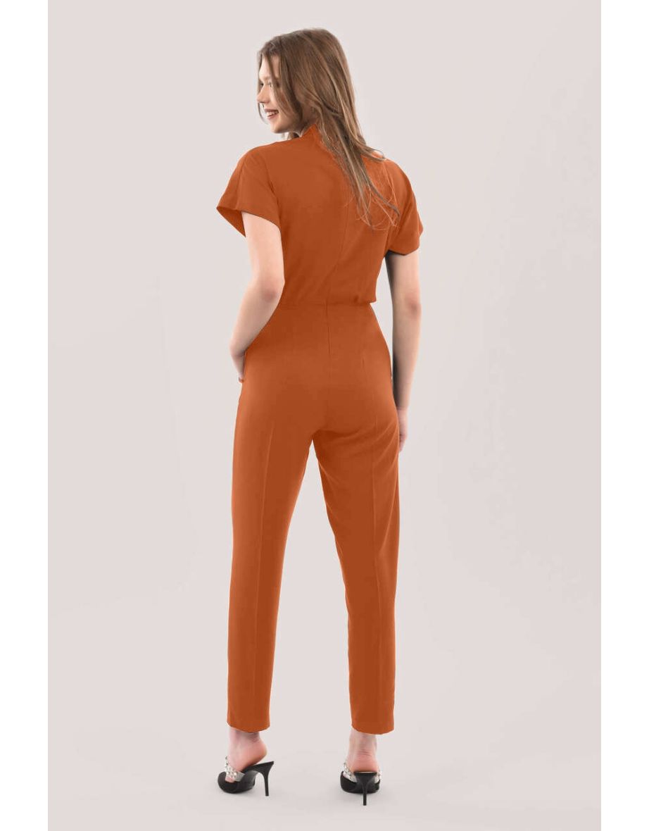 Closet London  Rust Wrap Front Kimono Jumpsuit - 3