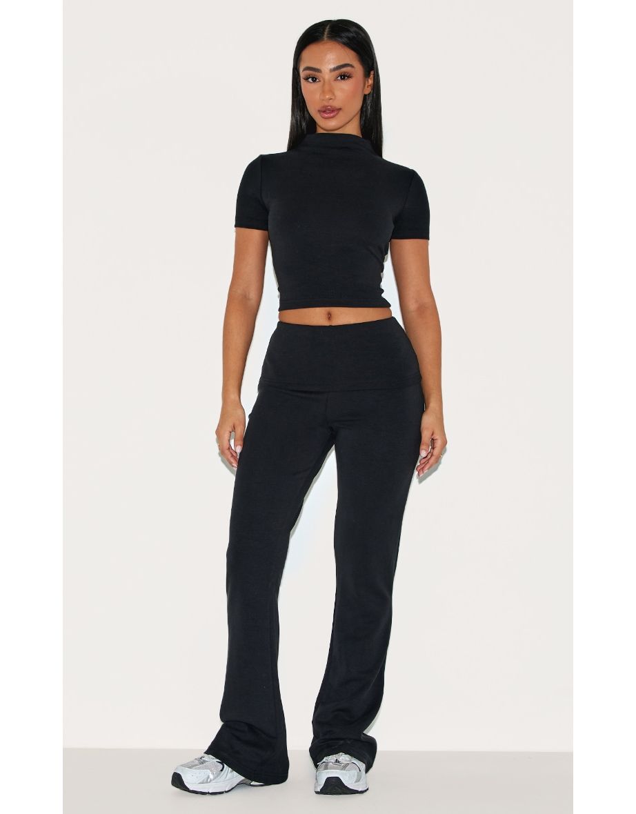 Petite Black Modal Cap Sleeve Crop Top