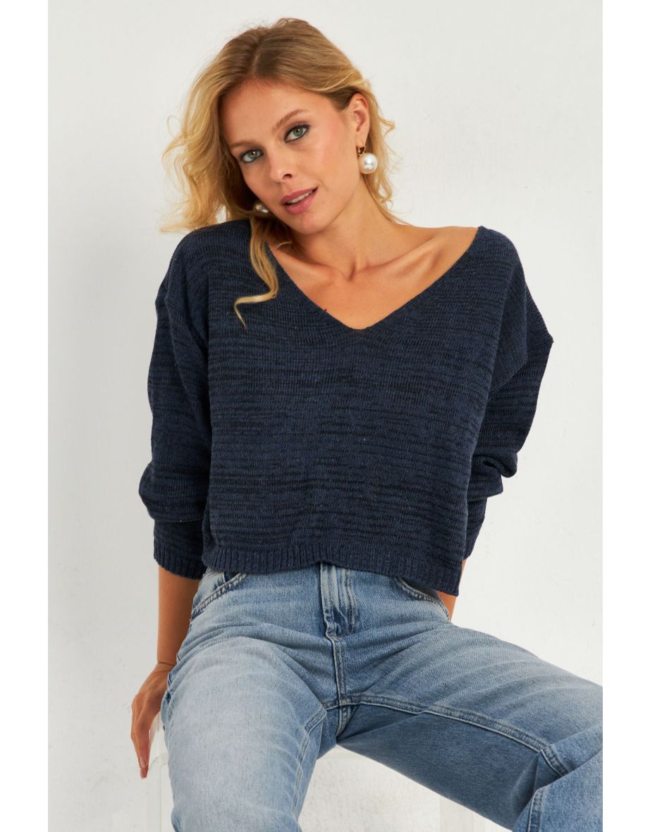 Women's Indigo Casual Short Knit Sweater