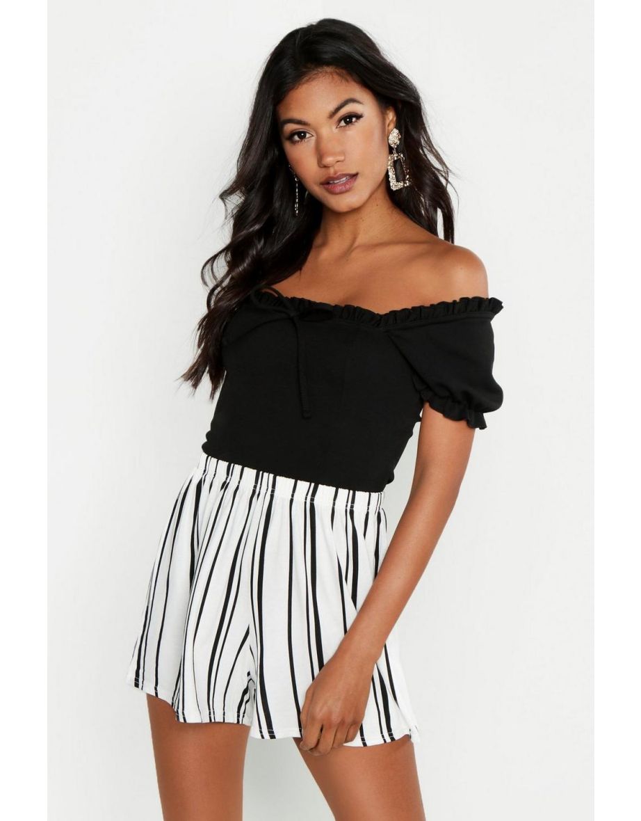 Striped Jersey Shorts - white