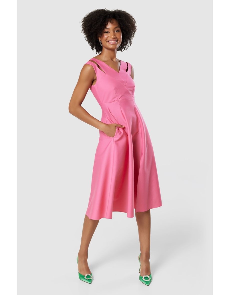 Closet London Pink A-Line Midi Dress