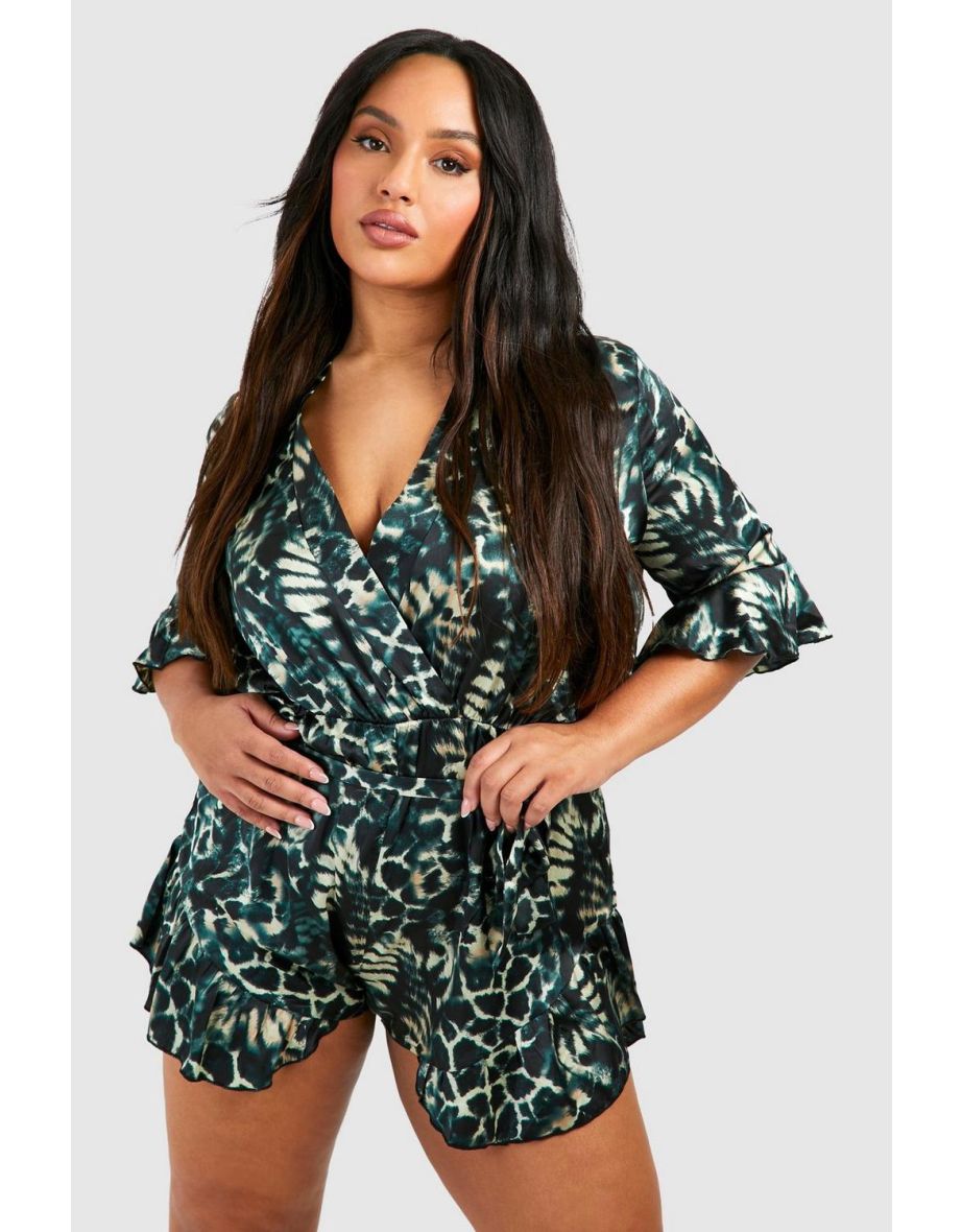 Leopard print playsuit plus size on sale