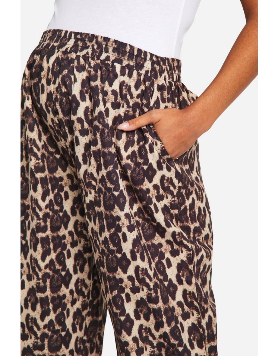 Maternity Leopard Poplin Wide Leg Trousers - 3