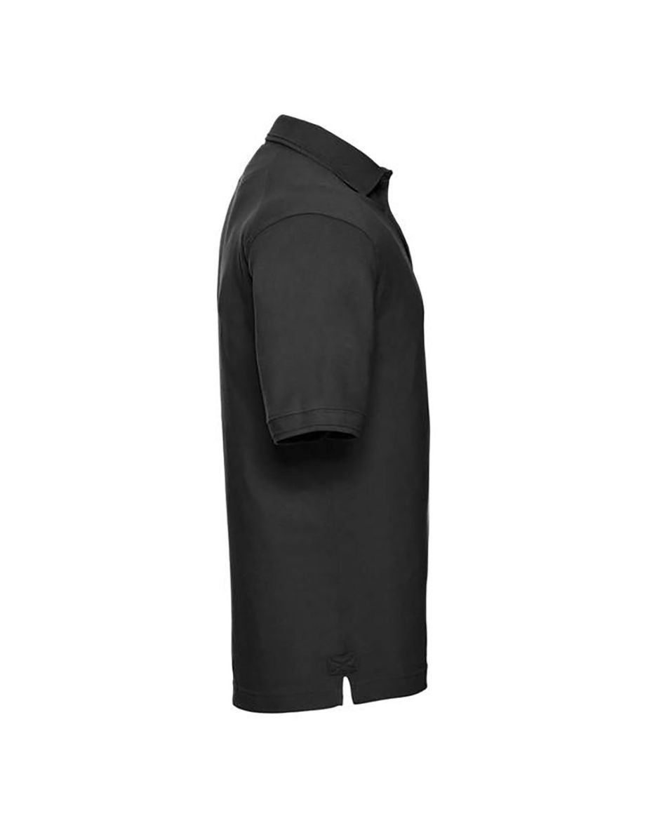 Russell Mens Ripple Collar & Cuff Short Sleeve Polo Shirt - Black - 1