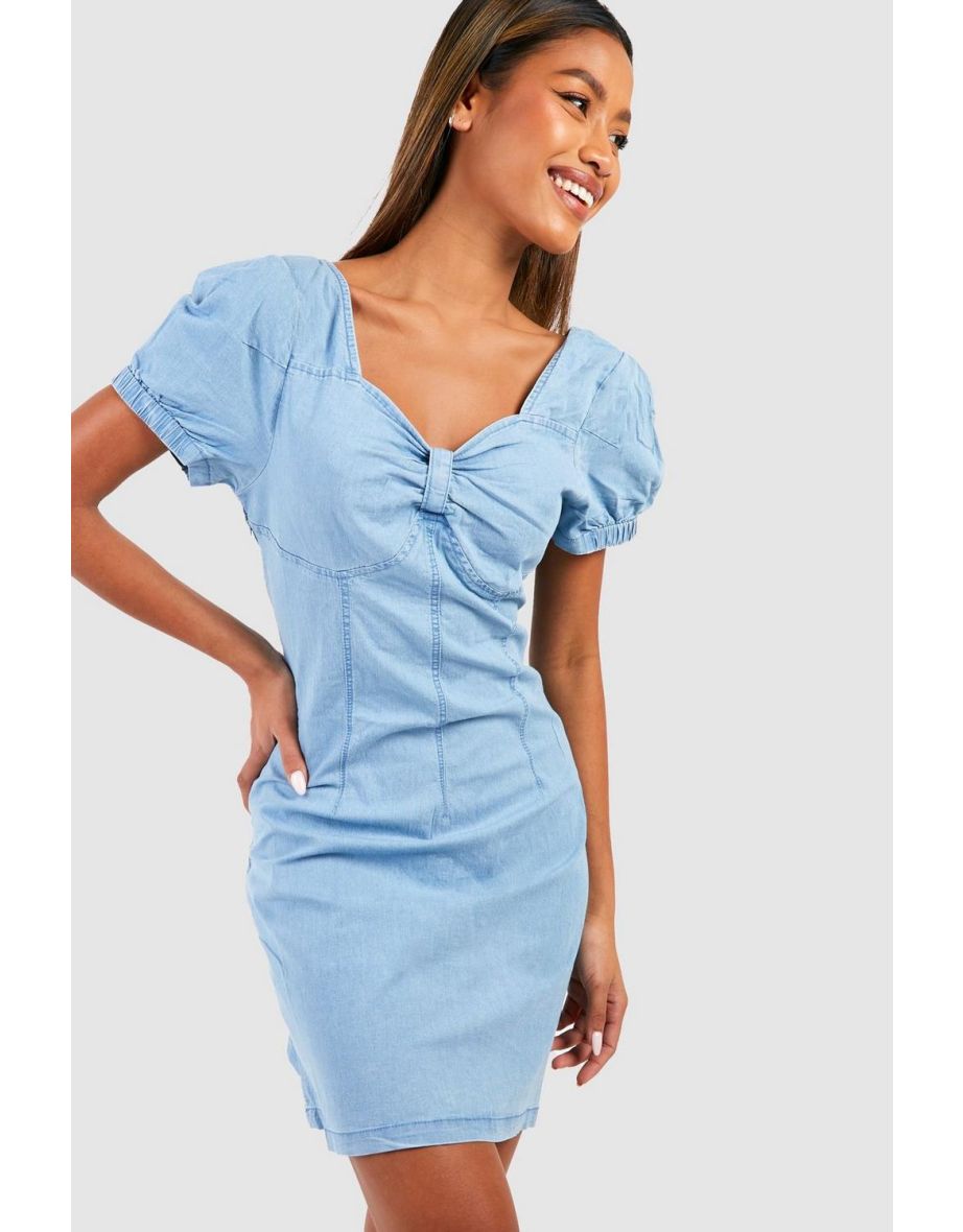 Denim dress sweetheart neckline hotsell