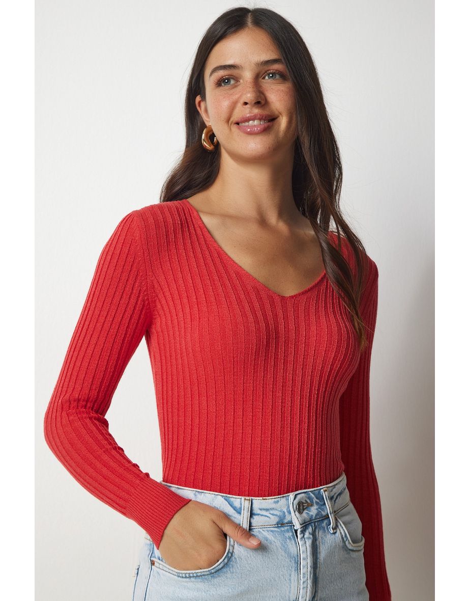 Happiness İStanbul Knitted V-Neck Blouse