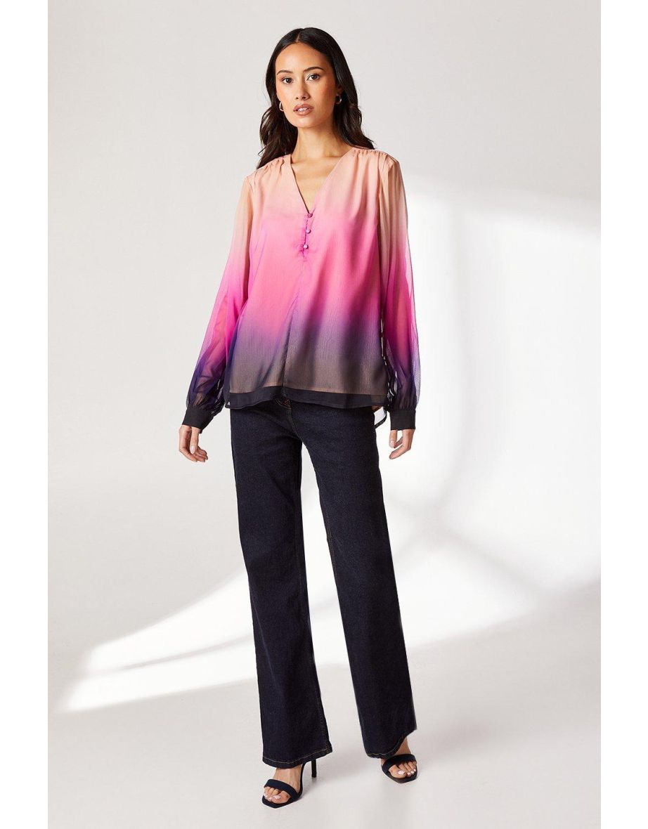 Principles by Debenhams V-Neck Long Sleeved Chiffon Buttoned Blouse