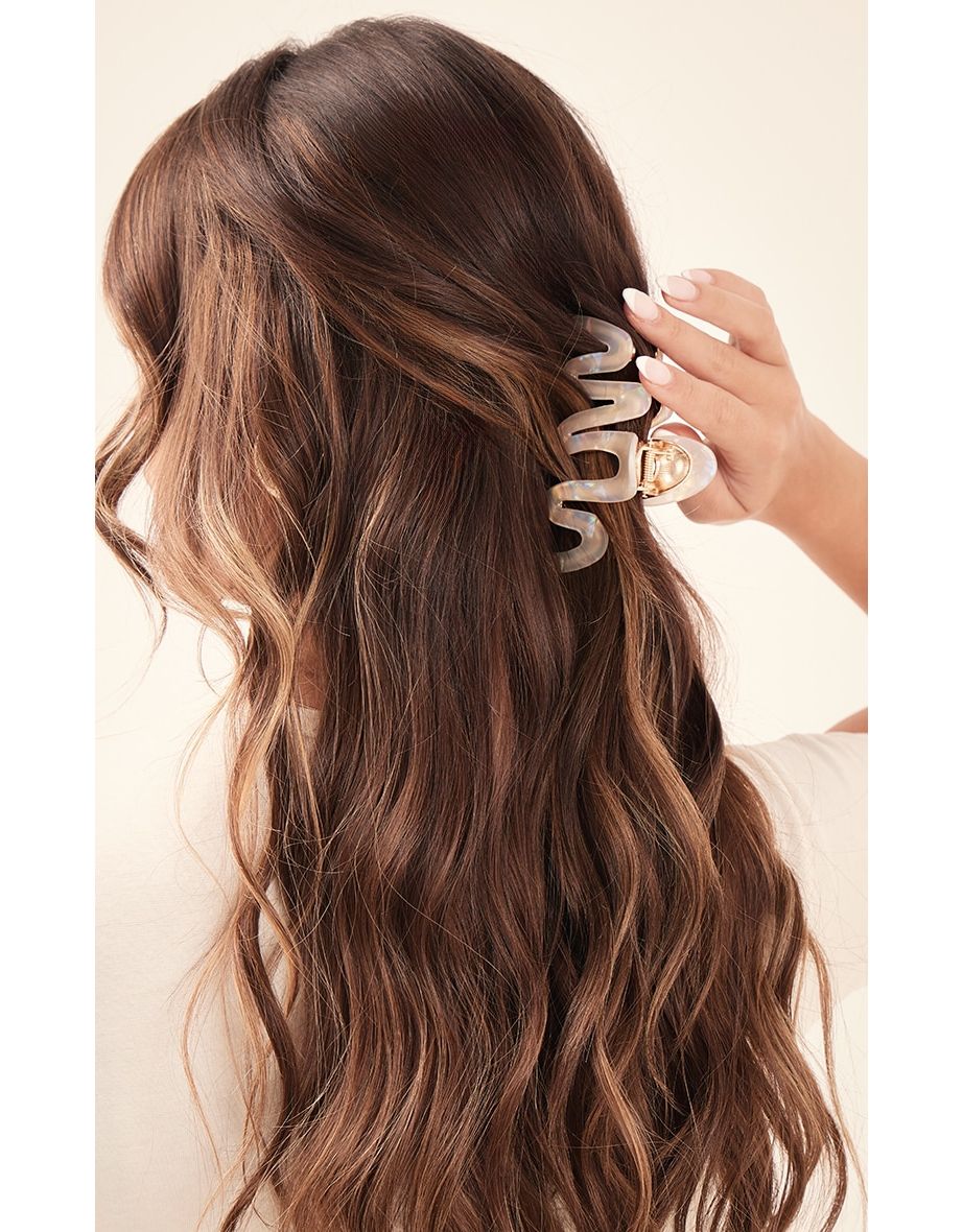 Cream Iridescent Swirl Hair Claw