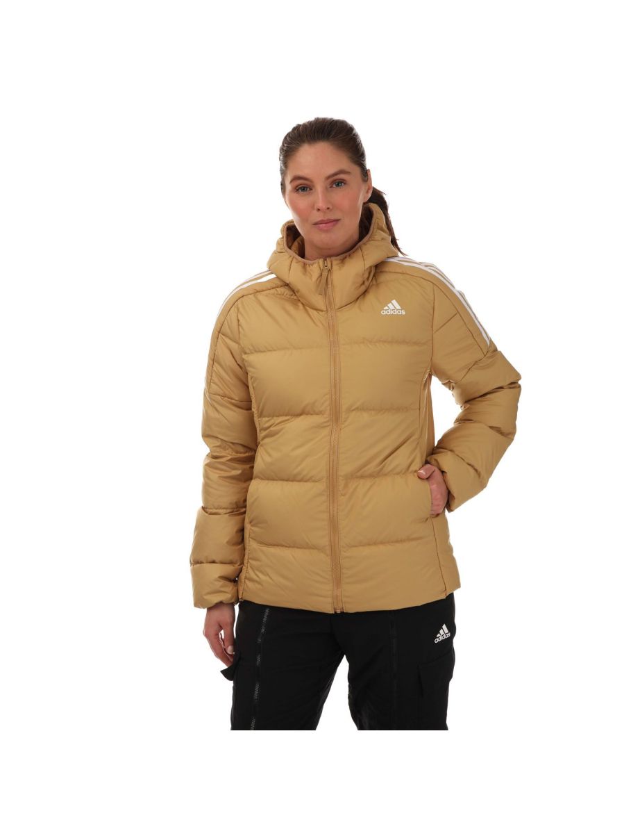 Women's adidas Essentials Down Hooded Jacket in Gold