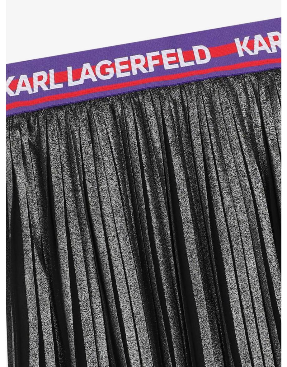 Karl Lagerfeld Girls Pleated Midi Skirt in Grey - 3