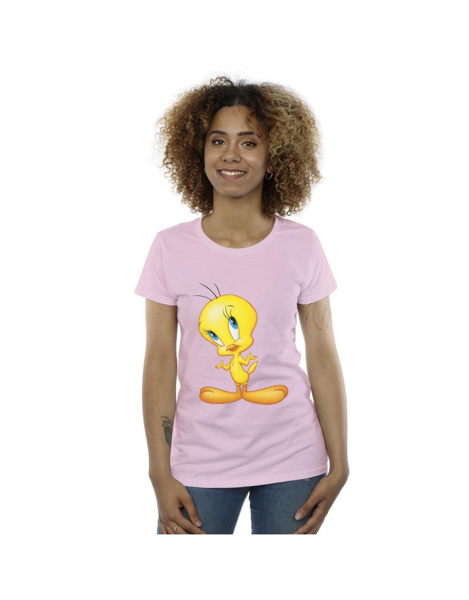 Looney Tunes Womens/Ladies Tweety Standing Cotton T-Shirt - Baby Pink