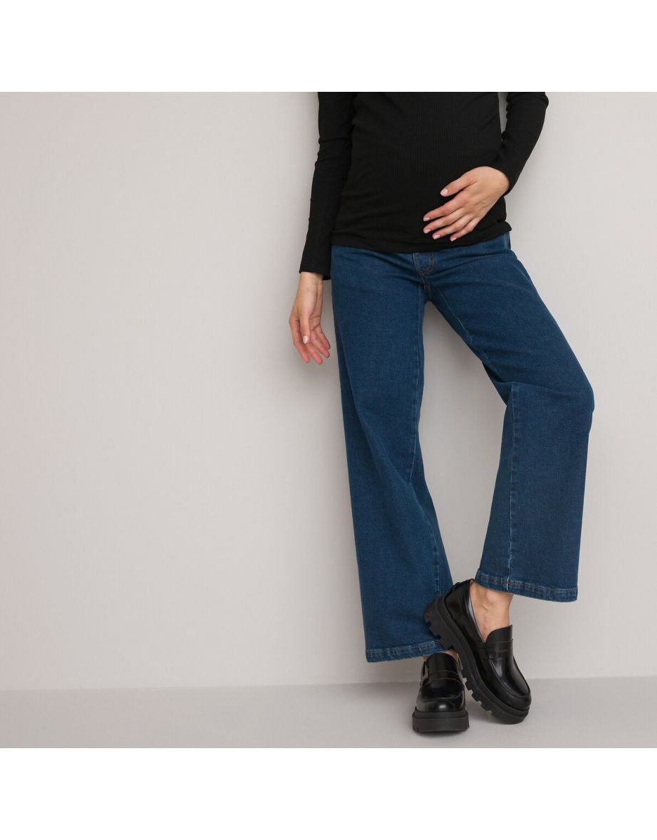 Maternity Wide Leg Jeans, Mid Rise Length 27.5" - 3