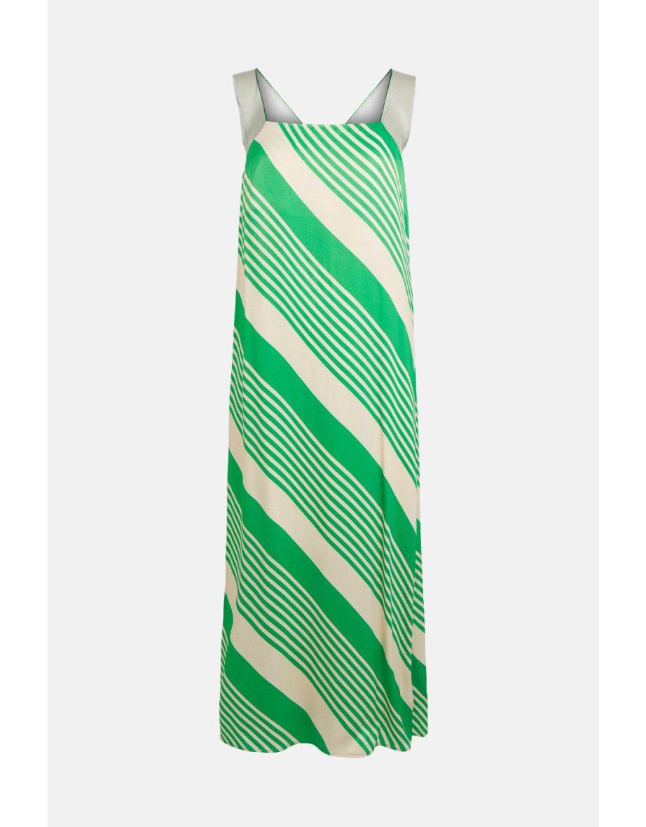 Satin  Maxi Slip Dress In Stripe - 3