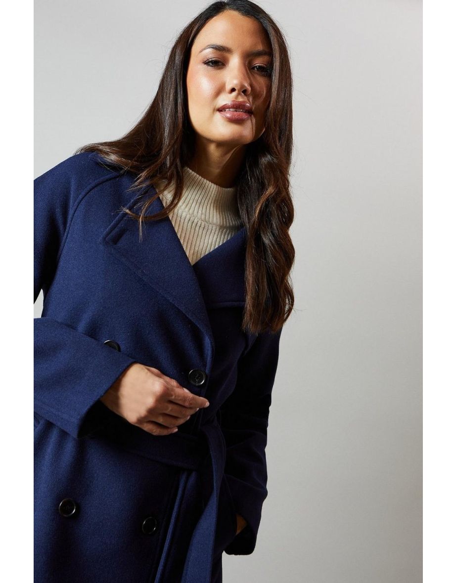 Short Belted Trench Wool  Double Breasted Coat - 3