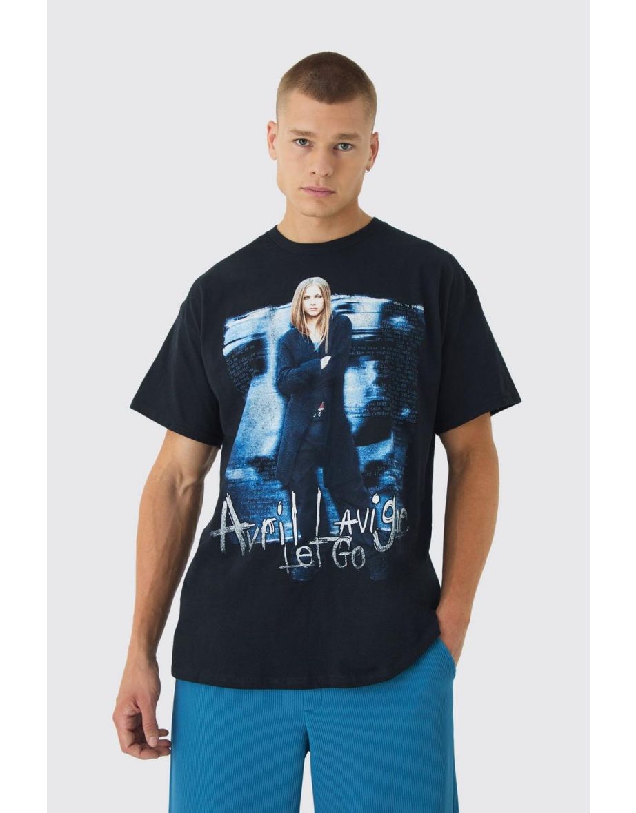 Oversized Avril Lavigne License Print T-Shirt - black