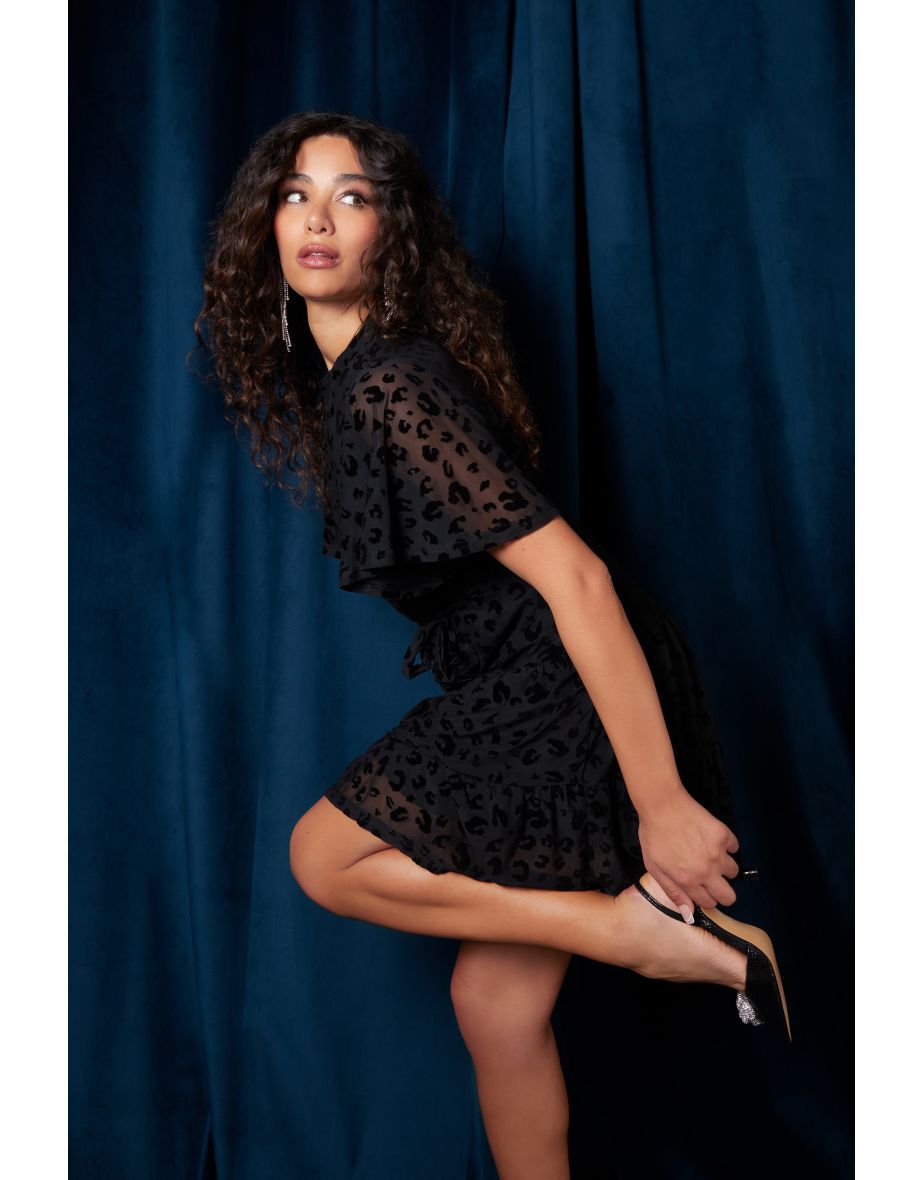 Angel Sleeve Velvet Burnout Dress - 4