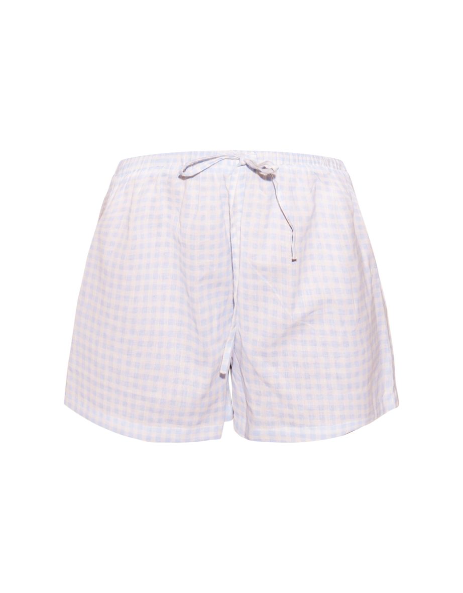 Blue Gingham Thin Waistband Floaty Shorts - 5