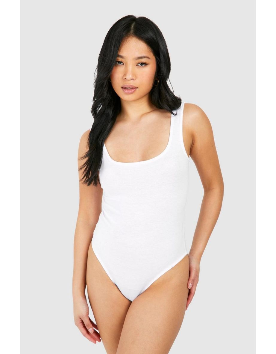 Petite Cotton Scoop Neck Bodysuit - white - 3