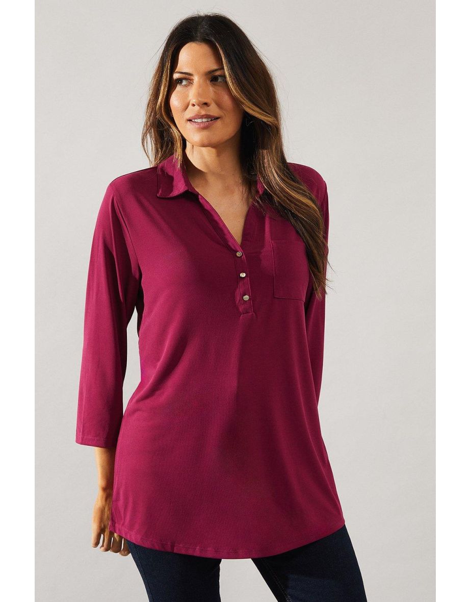 Berry Jersey Collared Shirt