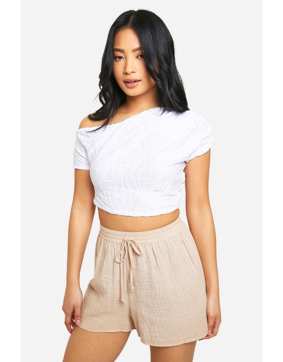 Petite Textured Off The Shoulder Top