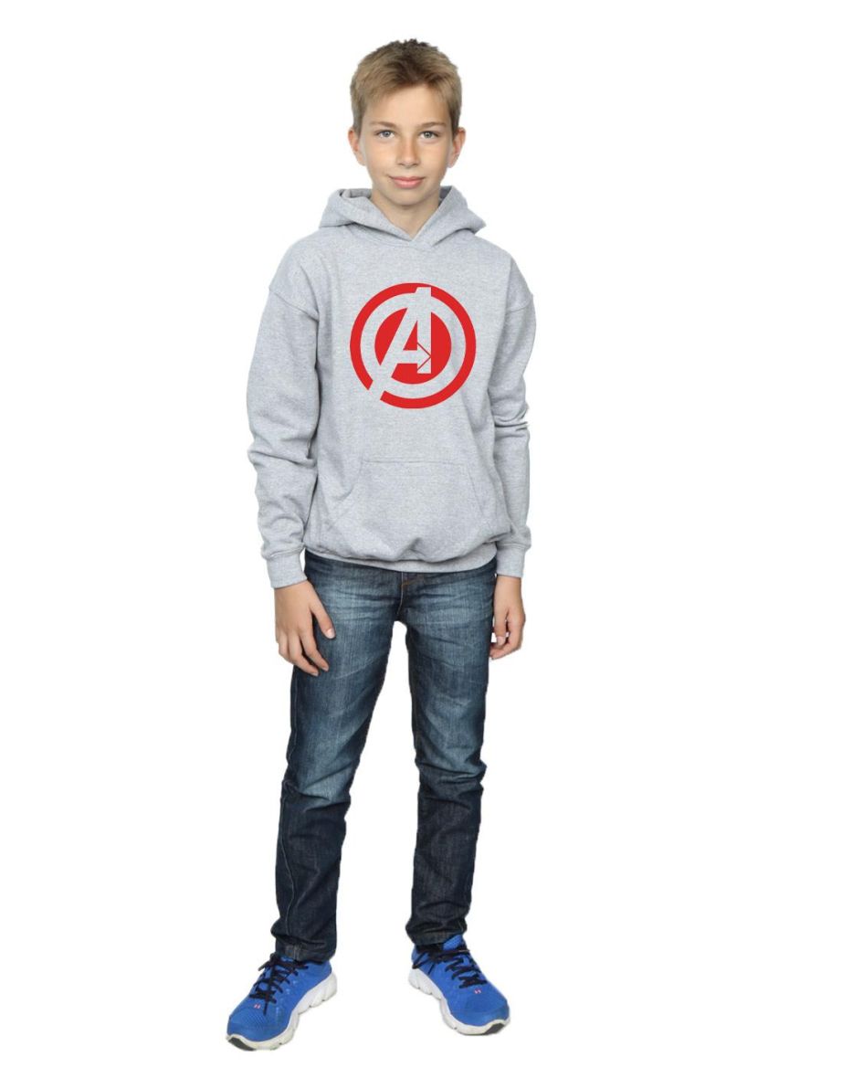 Marvel Boys Avengers Assemble Solid A Logo Hoodie - Sports Grey