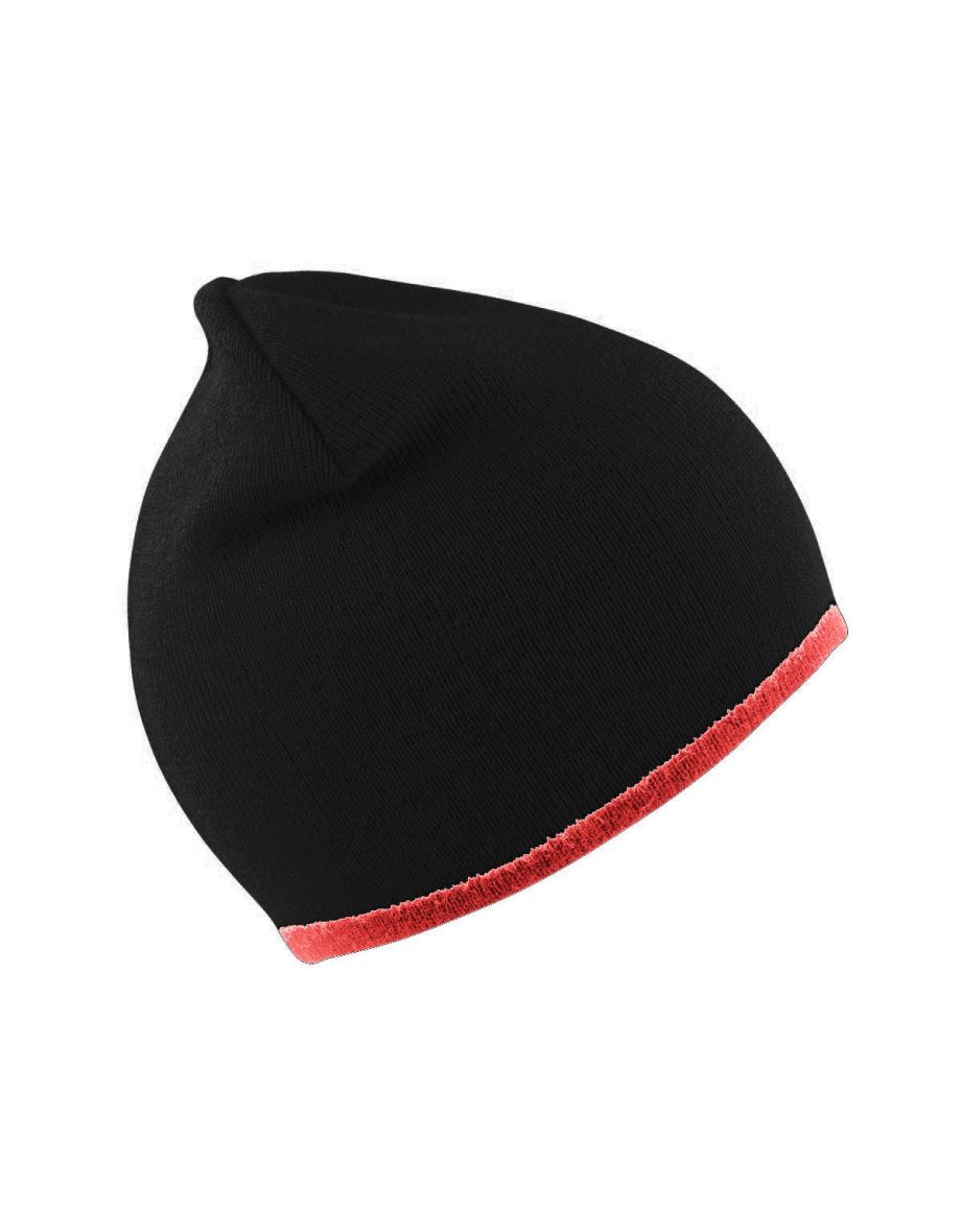 Result Unisex Reversible Fashion Fit Winter Beanie Hat - Black/Red