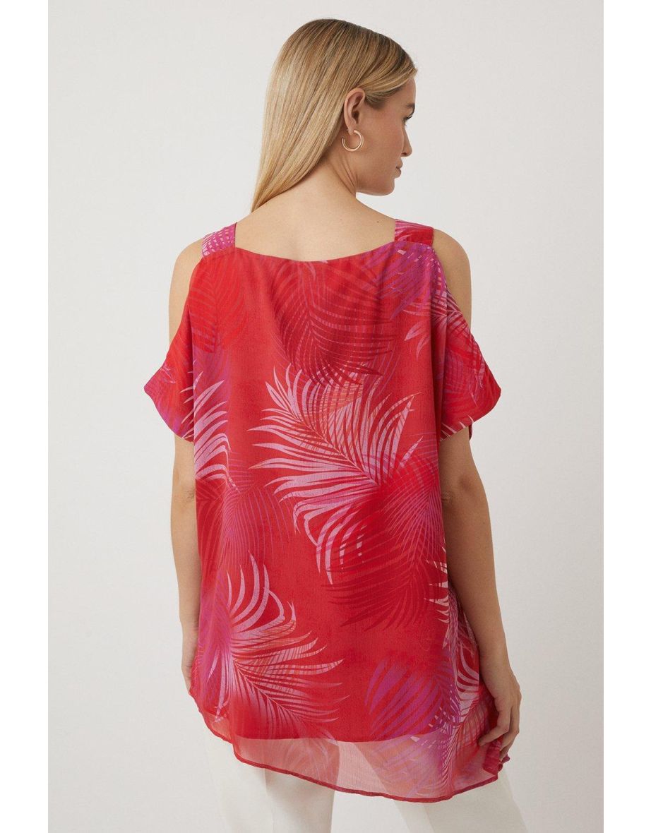 Tall Coral Palm Asymmetrical Top - 2