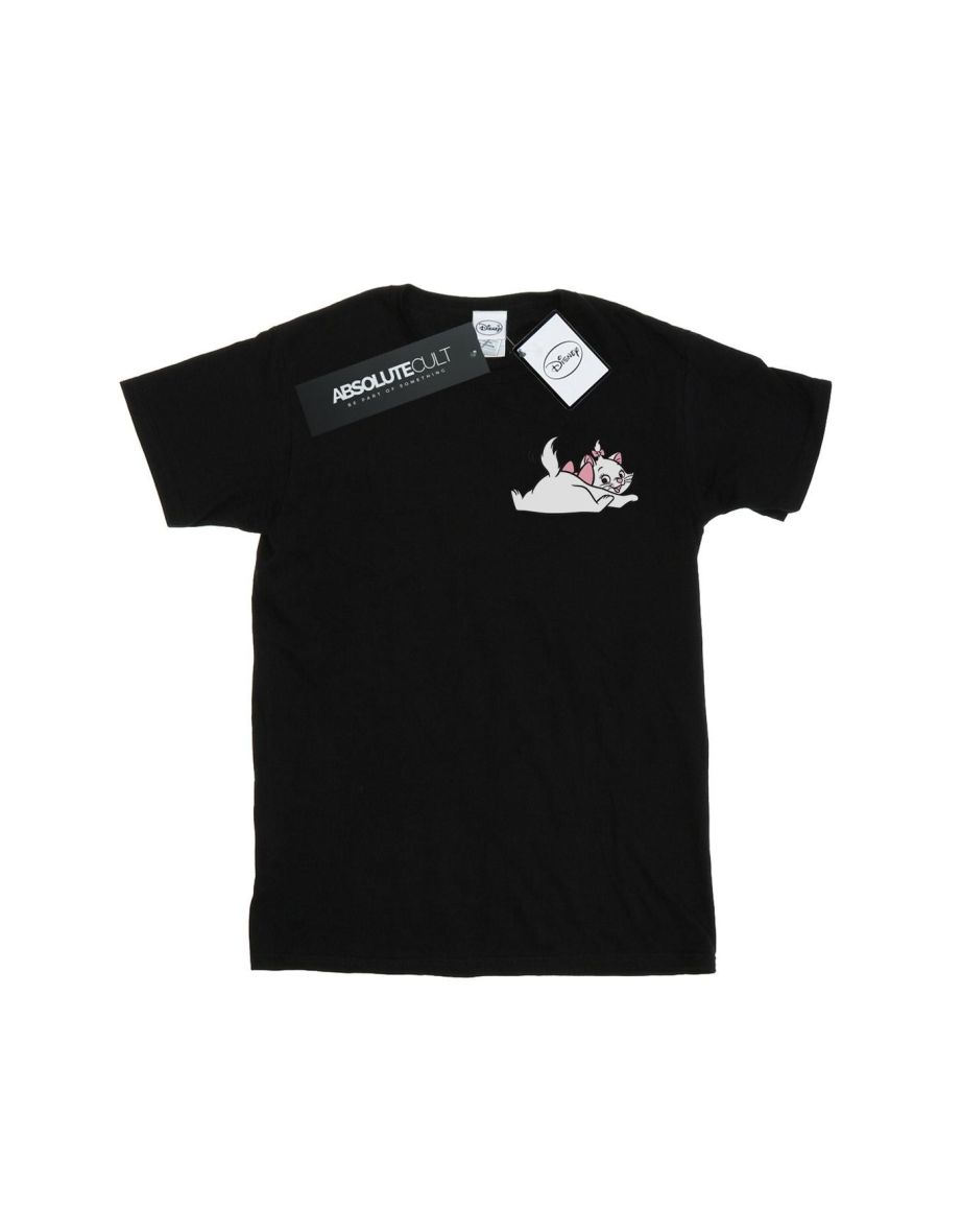 Disney Girls Aristocats Marie Sweet Backside Breast Print Cotton T-Shirt - Black - 1