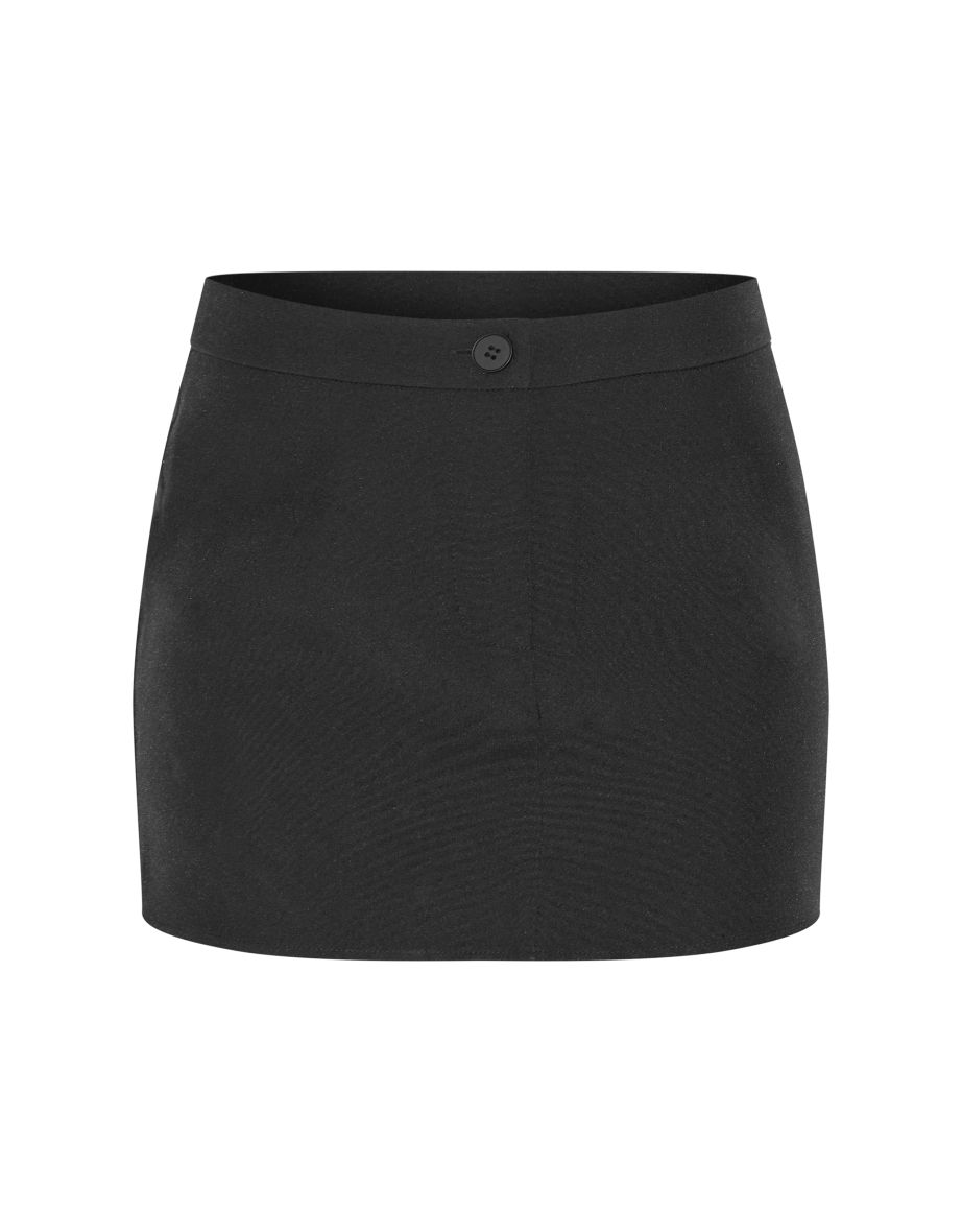 Black Tailored Woven Mid Rise Mini Skirt - 5