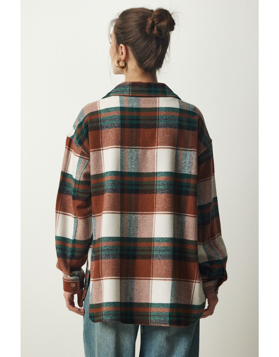 Women's Brown Green Lumberjack Cachet Shirt Jacket - 4