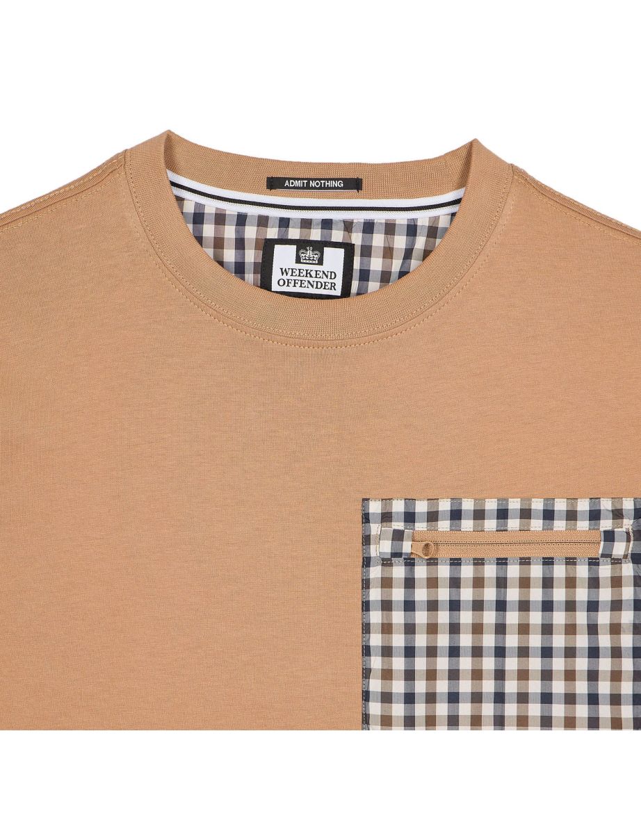 Men's Weekend Offender Gorman House Check Pocket T-Shirt in Brown - 3