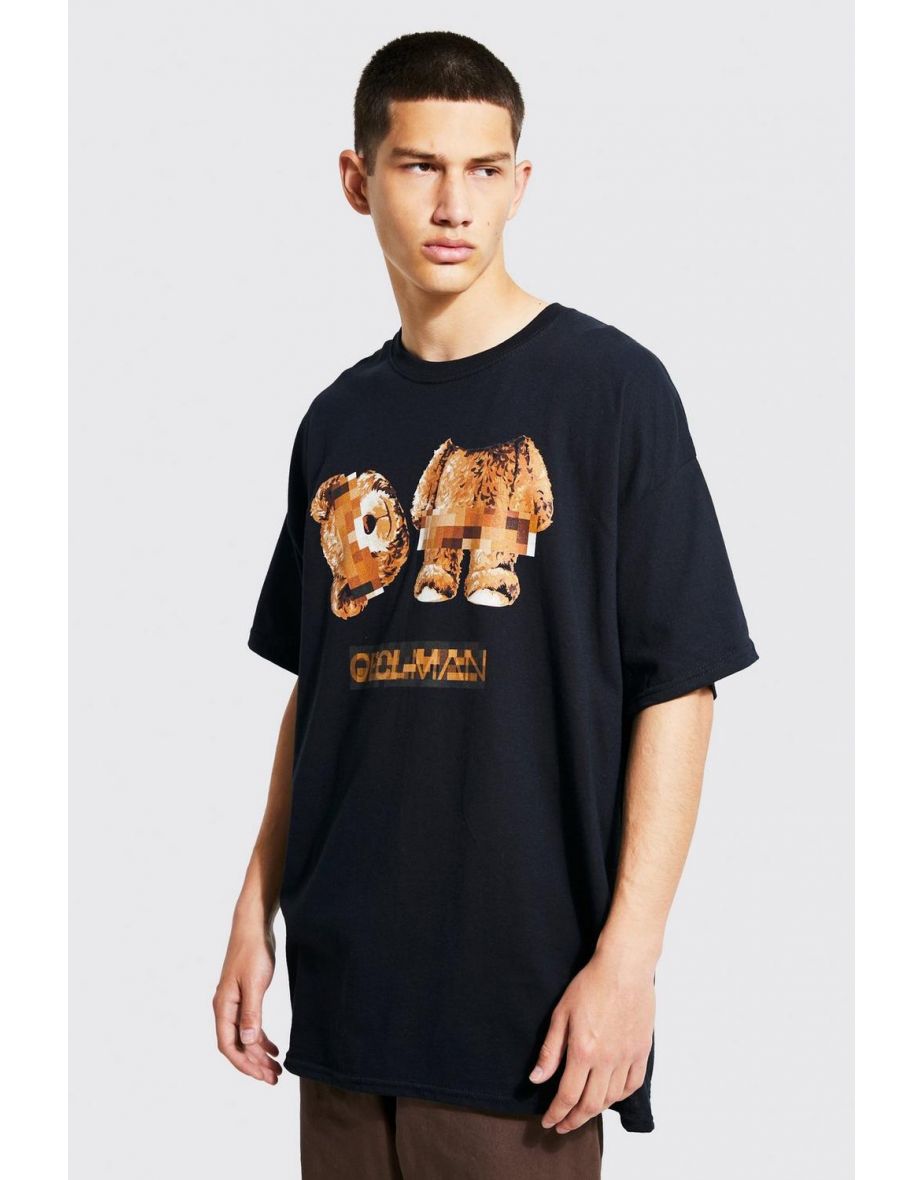 Oversized Blurred Teddy T-shirt - black